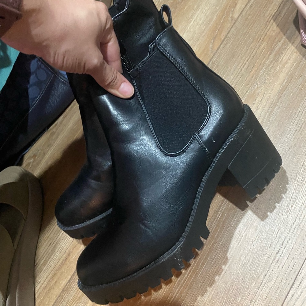 Black combat boots